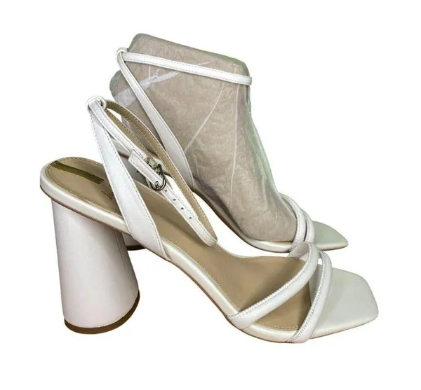 Sam Edelman Kia Women's open toe heels white leather 10 wide - Image 3