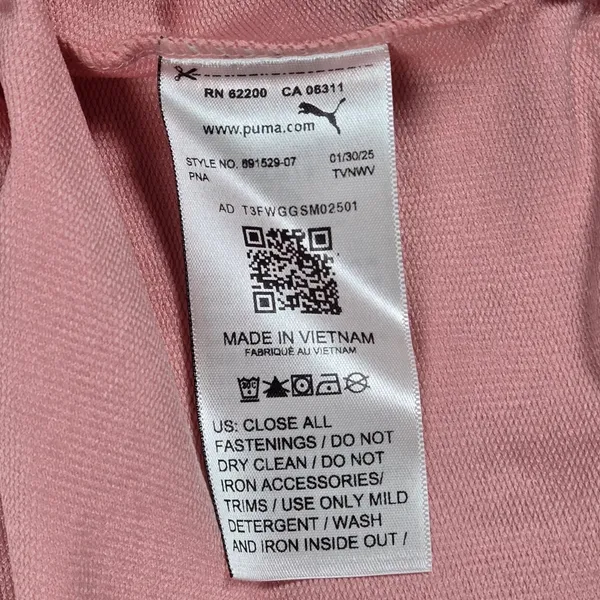Puma Pink Script Logo Zip Up‎ Hoodie Sweatshirt Women's Medium - Image 5