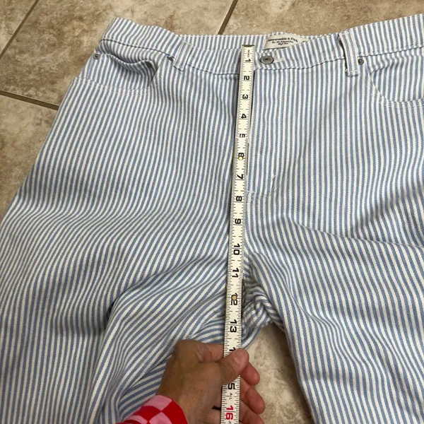 Abercrombie & Fitch 90s Relaxed High Rise Hickory Stripe Jeans Blue White 16LONG - Image 4