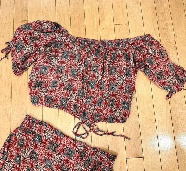 FREE PEOPLE Two Piece Crop Top Mini Skirt Set Size Small - Image 9