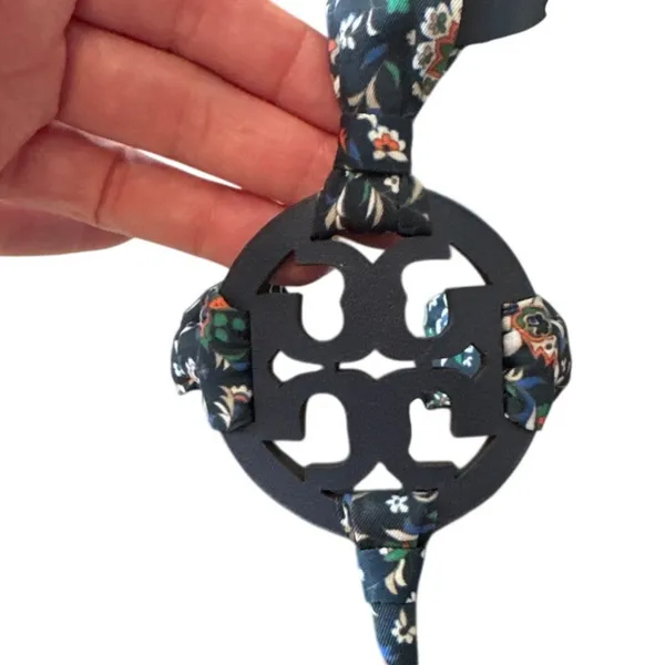 Tory Burch‎ Miller Scarf Sandals Navy Floral Ankle Strap 8 - Image 11