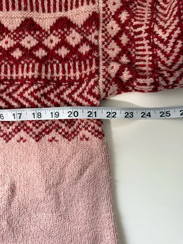 American Eagle Jegging Fit Sweater Pink Red Fair Isle Oversized - Image 6