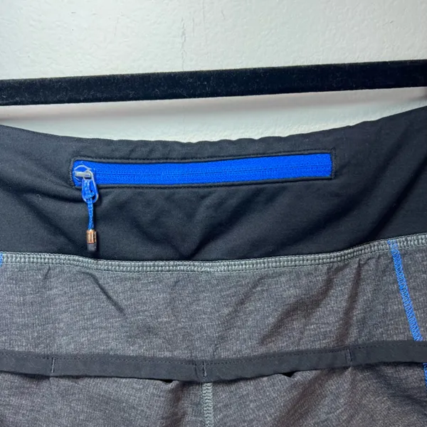 Lululemon 3" Speed Up Shorts Heathered Black / Black / Lakeside Blue Pocket Sz 4 - Image 7