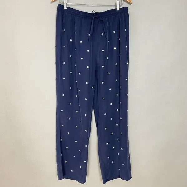 Hill House Pants Navy Jewl Jammie Sparkly Women Size Large Party‎ Embellished - Image 15