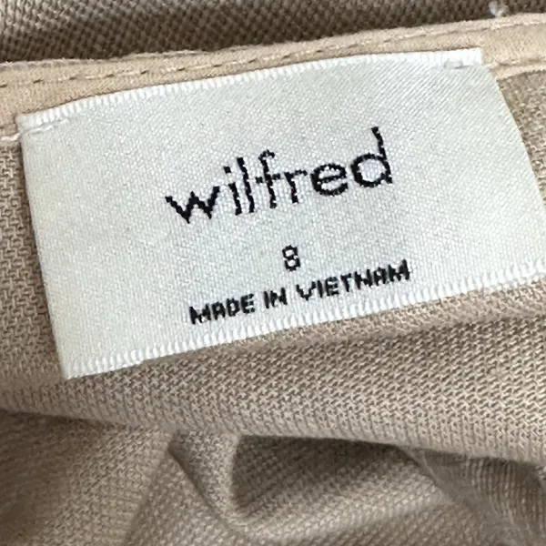 Aritzia Wilfred Brax Jumpsuit Beige Size 8 Linen Blend Wide Legs Wrap Front Tie Waist - Image 12