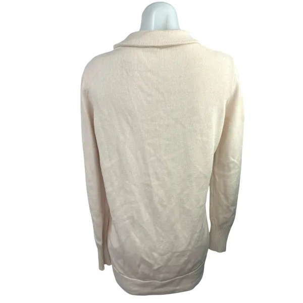 J.Crew Cream White Knit Shawl Collar Long Sleeve Open Cardigan Sweater Top Sz M - Image 2