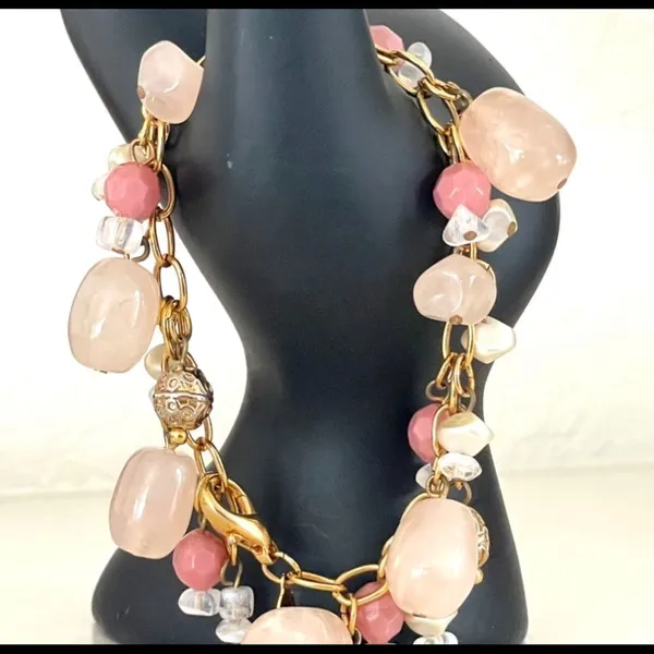 Premier Designs gold tone pink beaded bracelet - Image 2