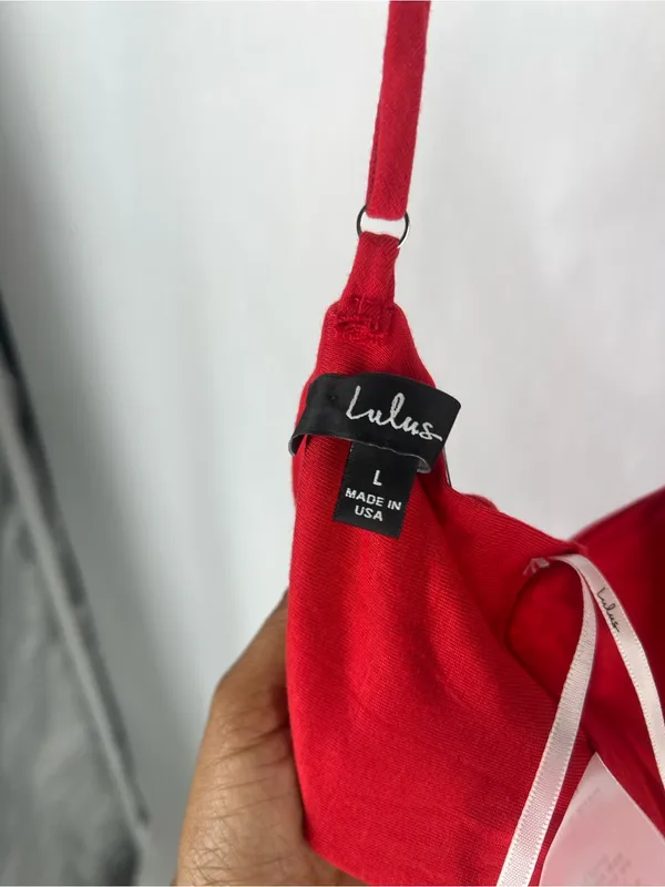 Lulus Red Tie-Back Cropped Cami Tank Top Size L NWT - Image 6