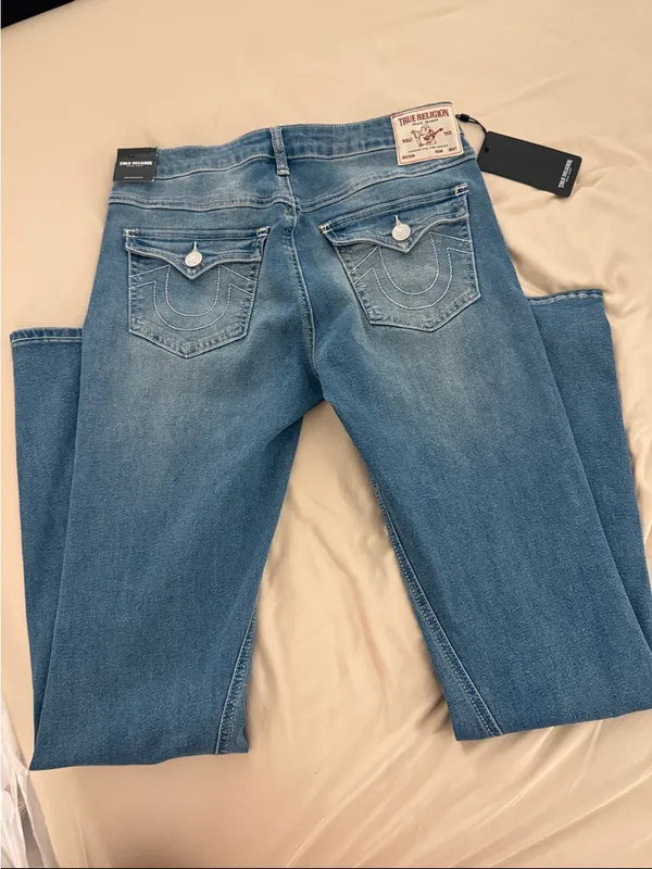 True Religion Women's Light Blue Bootcut Jeans with Signature Stitching - Image 8