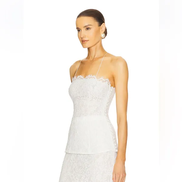 HELSA The Forever Audrey Lace Camisole Elegant White Lace Top S - Image 4