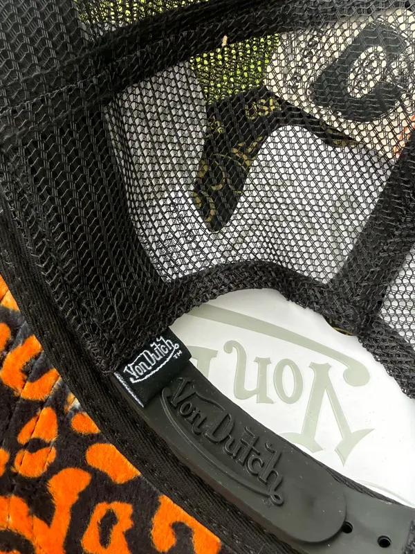 Von Dutch Orange and Black Leopard Trucker Hat - Image 3
