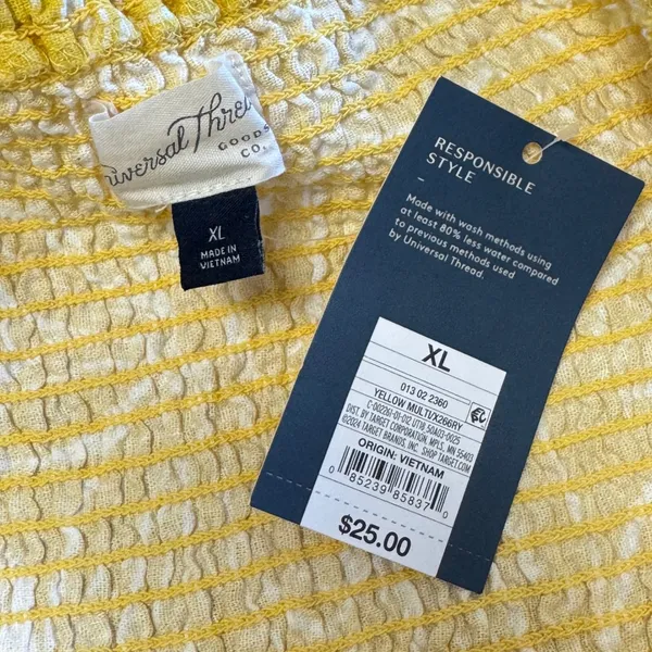 NWT Universal Thread Linen Blend Floral Smocked Puff Sleeve‎ Crop Top XL Yellow - Image 6