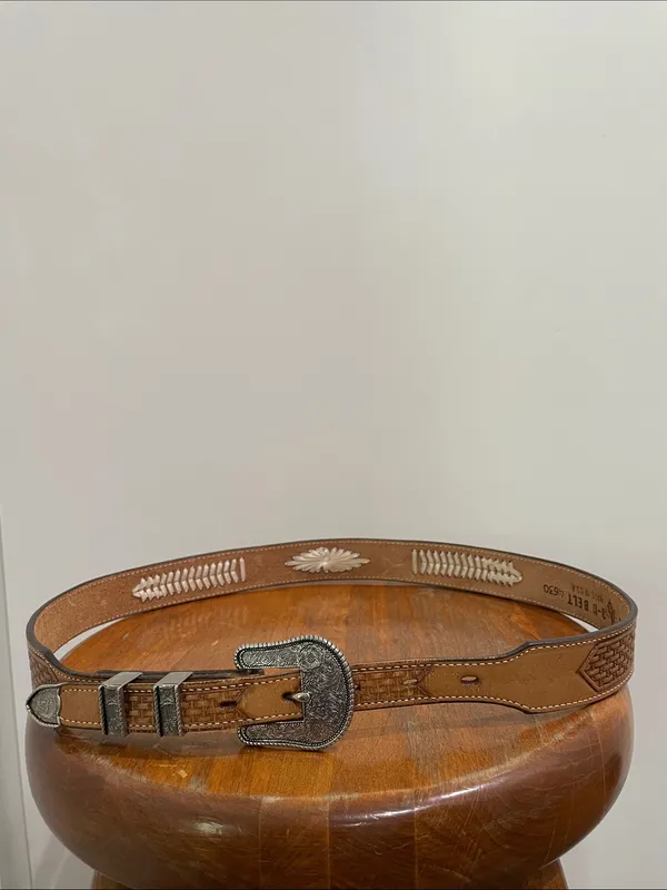 3-D Belt Company Western Leather Belt Made In USA - Image 4