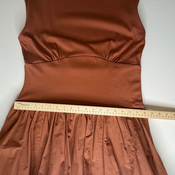 J Crew Bubble Hem Mixy Mini‎ Dress Large Terracotta Brown Old Money Mixed Media - Image 16