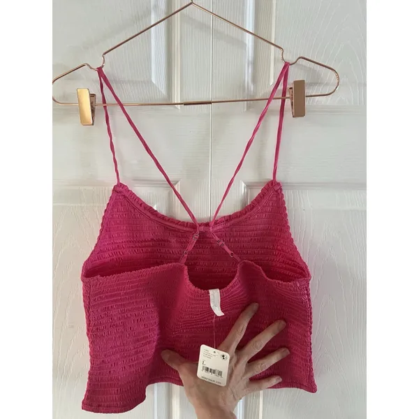 New Free People “‎ Right On Time” Cami Shirt Fuschia Pink Size L - Image 6
