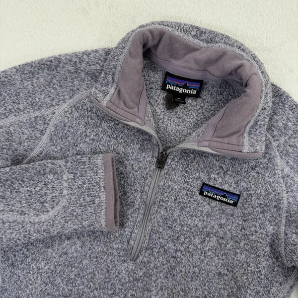 Patagonia Womens XS Better Sweater 1/4 Zip Pullover Vail‎ Logo Lavender - Image 2