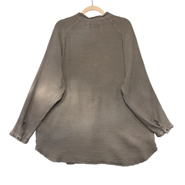 We The Free Free People Summer Daydream Button Down Top Gray Gauze Medium - Image 5