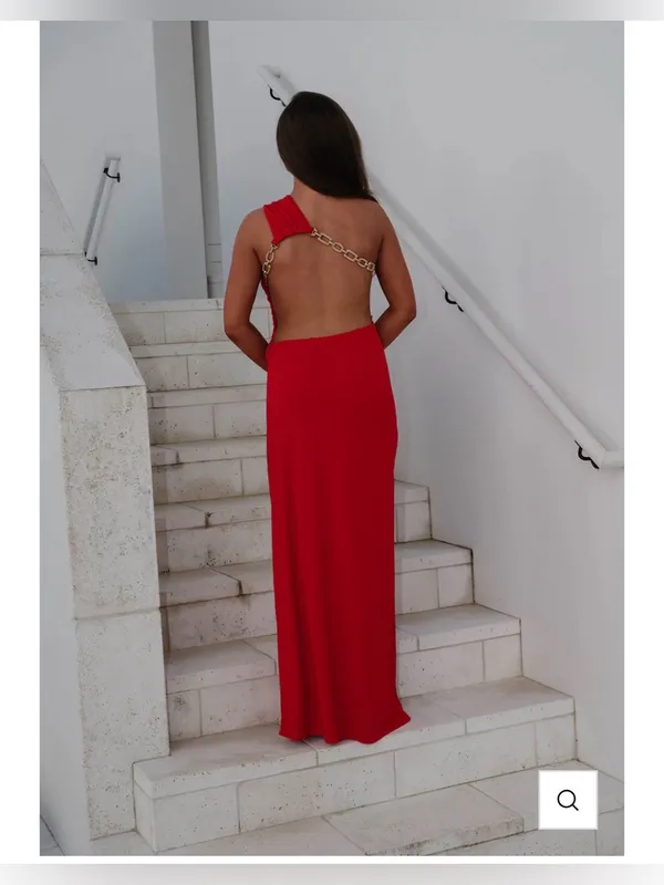 Red Maxi Dress Size M - Image 2