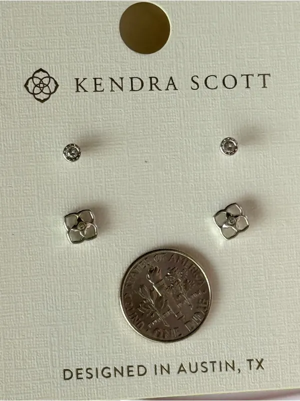 Kendra Scott Iris Rhodium Over Brass Stud Earring Set - Image 5