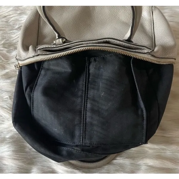 Rebecca‎ Minkoff Gray Pebbled Genuine Leather Satchel Handbag Silver Hardware - Image 3