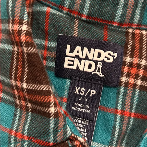 3/$15 LANDS’ END plaid flannel button down - Image 5