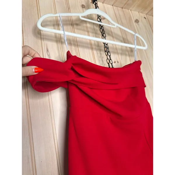 NWT Lulus Twist and Make Up Red One-Shoulder Bodycon Midi Dress Holiday Party S - Image 4