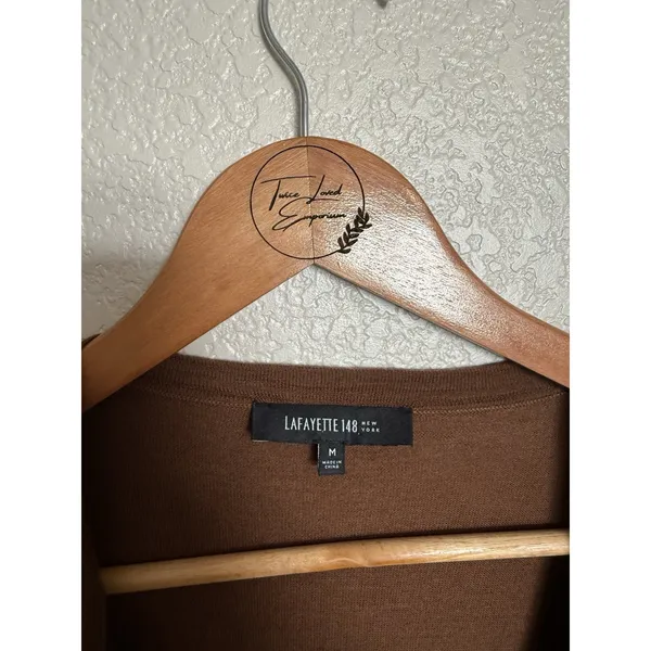 Lafayette 148 Women’s Wool Open Draped Cardigan Sweater Medium Brown Gray - Image 2