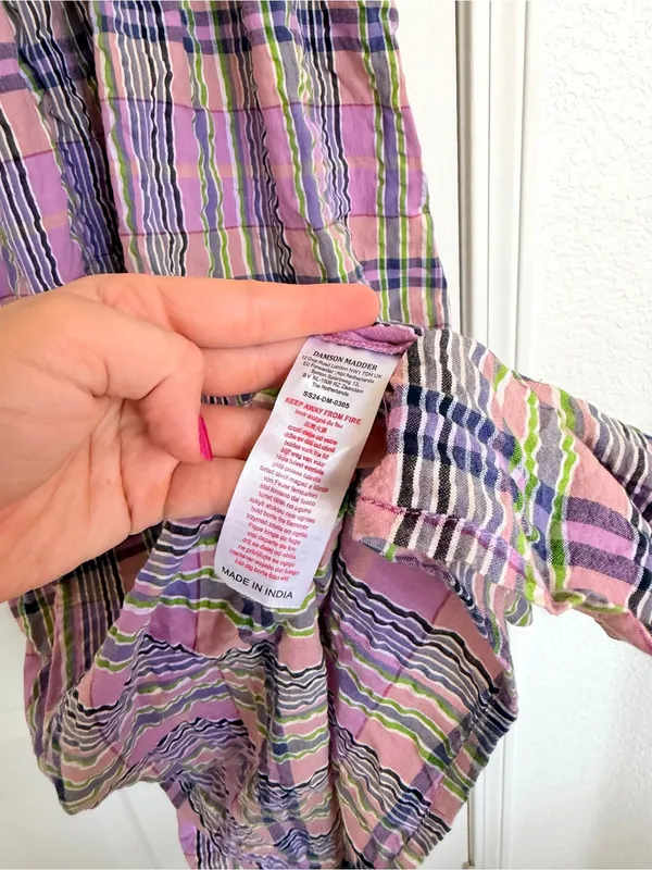 Anthropologie Damson Madder Hettie Seersucker Midi Dress Size 6 Plaid Purple - Image 5
