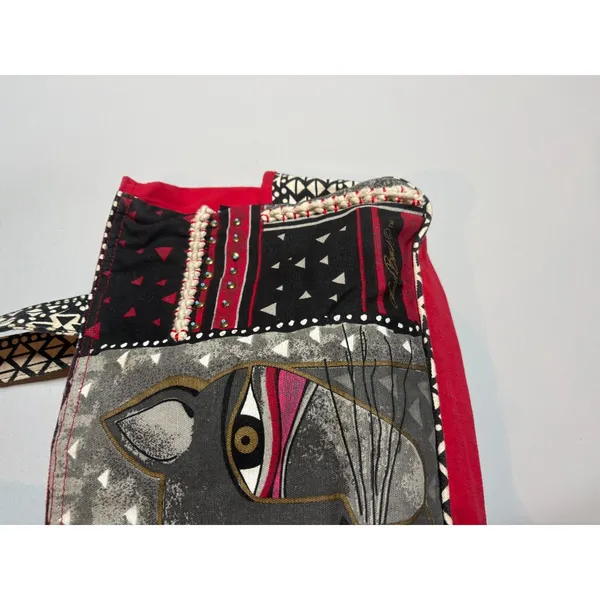 Laurel Burch red artistic cat tote bag - Image 3