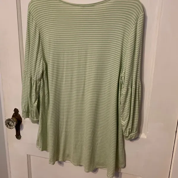 Ces Femme green white striped shirt L - Image 3