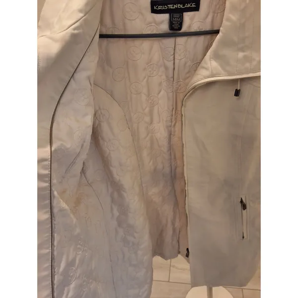 Kristen Blake Women's M Ivory Full-Zip Quilted Lined Jacket Trench Coat - Image 6