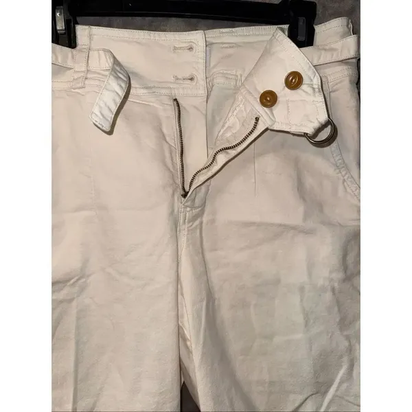 By Anthropologie Colette Cream High Rise Cropped Belted Pants Size 28 #700 - Image 5