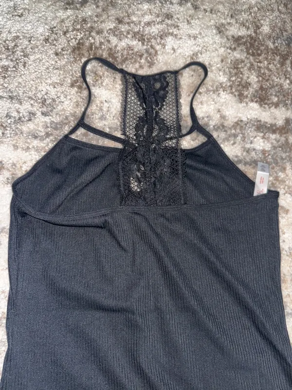 Gilligan & O'Malley Black Lace-Back Sleep Tank with Matching Black Lounge Shorts - Image 5