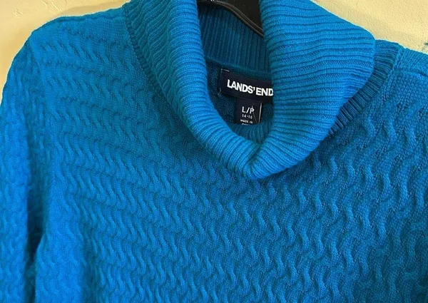 Land’s End teal  Textured Sweater - Image 2