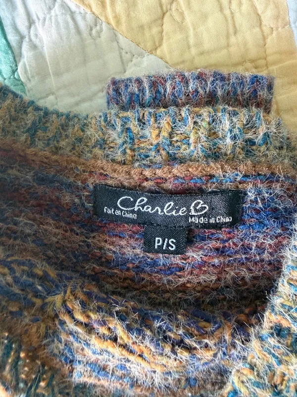 Charlie B Rainbow Cable Knit Crewneck Sweater - Image 4