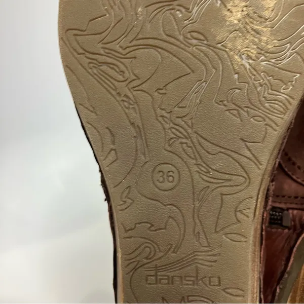 Dansko Shirley wedge ankle bootie maroon leather women’s size 36‎ comfort shoes - Image 11