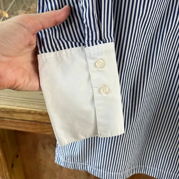 Gap Women's Organic Cotton Mini Shirt Dress Blue Stripe Size S - Image 6