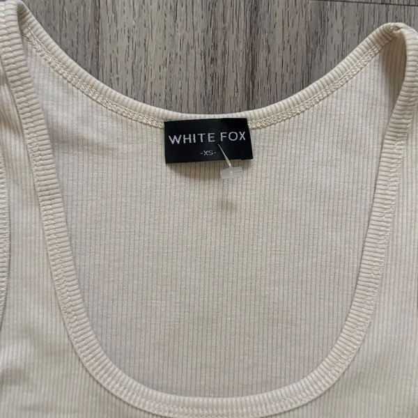 White Fox Cream Ribbed Tank Top - Image 3