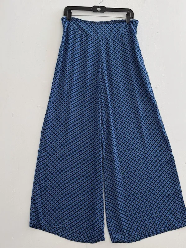 NEW Band Of Gypsies Palazzo Pants Wide Leg Flowy Blue & Orange Size LARGE - Image 2
