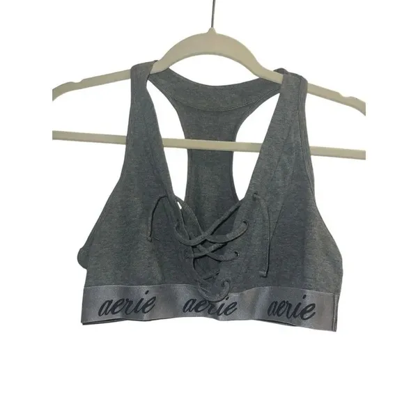 ✨Aerie Lace Up Sz Medium Grey Bralette✨ - Image 4