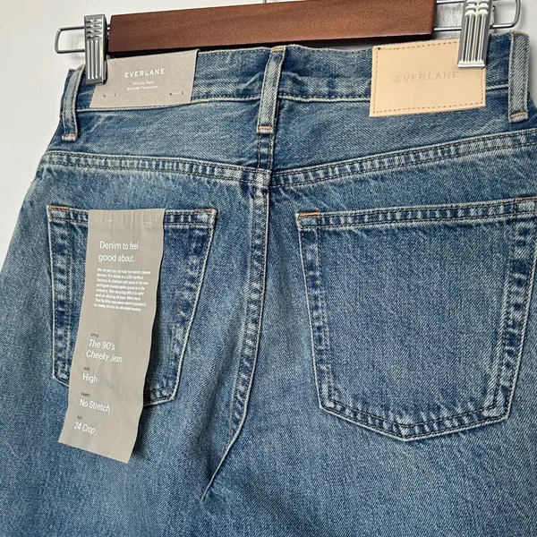 Everlane 90s Cheeky Jeans Size 24 High Rise Straight Leg NWT Blue - Image 4