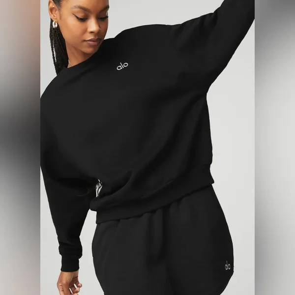 Alo Yoga NWT Accolade Crew Neck Pullover Black Size XS Oversized - Image 3