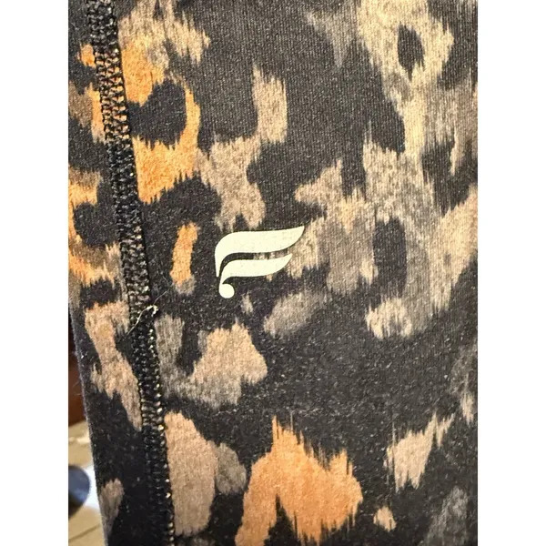 Fabletics Black/Brown/Beige Animal Print Leggings Women's Size L - Image 4