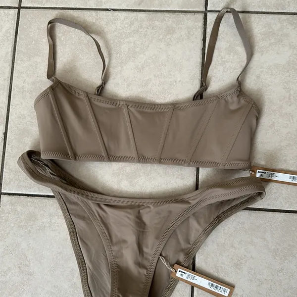 SKIMS NWT Micro Corset Bikini Top - Desert and Bottom cheeky tanga size S - Image 3