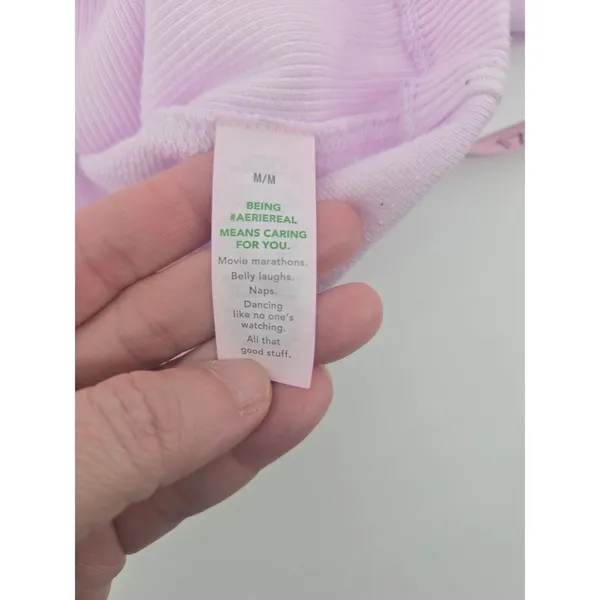 Aerie Sweatshirt Womens Medium Lavender Puff Short Sleeve Cropped‎ Ribbed Scoop - Image 4
