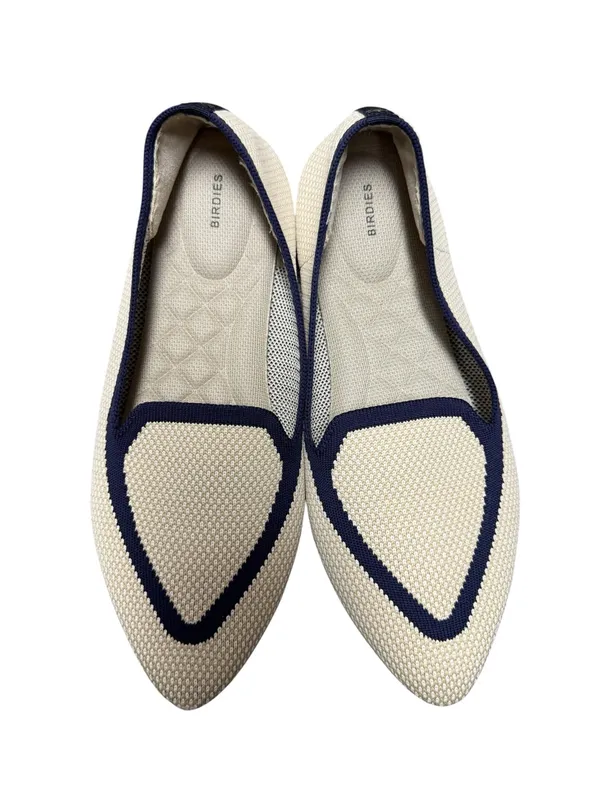 Birdies Blackbird Womens Flats Knit Woven Loafers Slip-On Eggshell Navy 9.5 - Image 4
