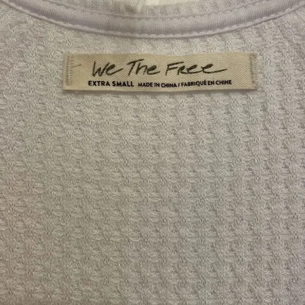 Free People We the Free White Waffle Long Sleeved V Neck - Image 2