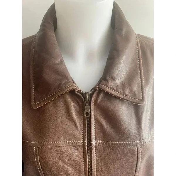 Vintage Women's Wilson's‎ Leather Jacket Coat XL Brown Corduroy Cuffs Excellent! - Image 4