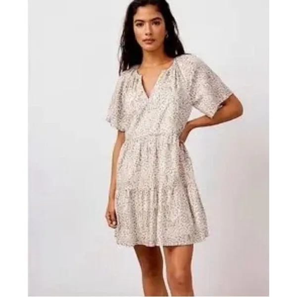 Rails Womens Clarissa Beige animal print Tiered Babydoll Sundress Small 1670 - Image 2
