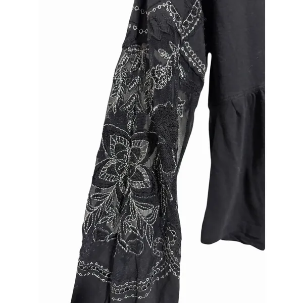 Free People‎ Penny Embroidered Peplum Top Black Women's Size XS - Image 8